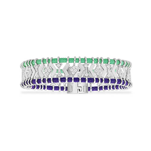 APM Monaco verde-púrpura Batik prata-branca pulseira de nicho de luxo leve