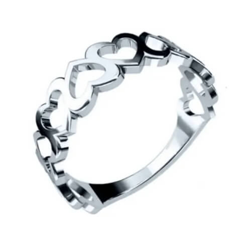 Anel coração prata esterlina 950 anel formato de coração