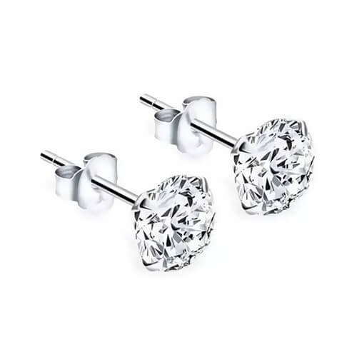 Brincos masculinos de prata esterlina 925 diamantes sintéticos 10 mm