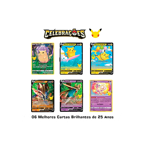 06 Melhores Cartas Brilhantes Pokemon 25 Anos - Celebrações